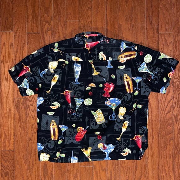 Paradise Found Vintage Black Cocktail Hawaiian Rayon Shirt Men's XL HAWAII MADE - Picture 3 of 5